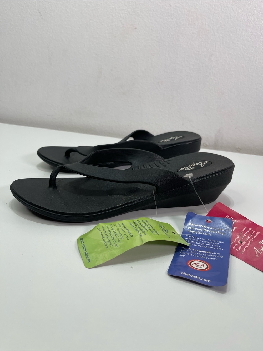 OKABASHI Women’s ML 8/9 Aspire Black Support Comfort Sandals NWT Travel